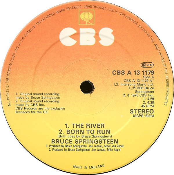 The River/Born To Run/Rosalita 12"single