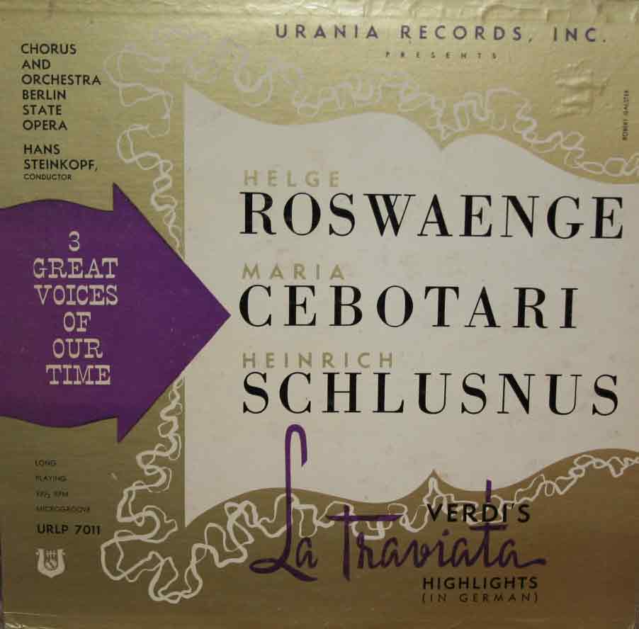 Verdi: La Traviata (In German) - Roswaenge; Cebotari; Schlusnus - Berlin State Opera